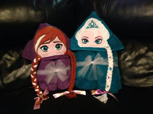 Personalized Olaf, Elsa , & Anna Inspired Hooded Towel