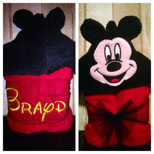 Personalized Mickey Mouse Inspired Hooded Towel