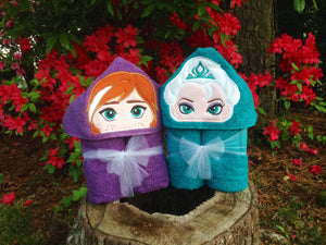 Personalized Non 3D Elsa & Anna Inspired Hooded Towel