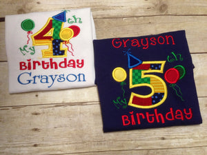 Boys Balloon Personalized Birthday Shirt