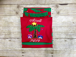 Palm Tree Christmas Pajamas Matching Family Personalized