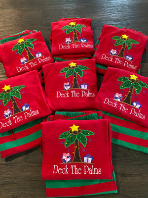 Palm Tree Christmas Pajamas Matching Family Personalized