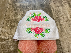 Roses hooded towel