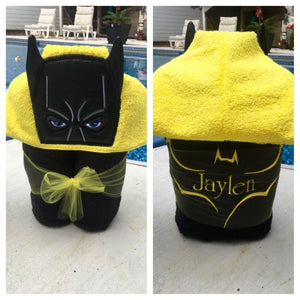 Personalized Bat Superhero Inspired Hooded Towel