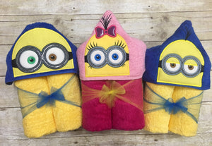 Yellow 2-eyed Minion Follower Inspired Hooded Towel