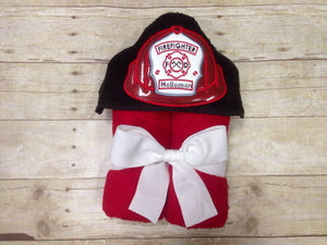 Firefighter Baby Girl Hooded Towel