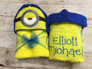 Yellow 2-eyed Minion Follower Inspired Hooded Towel