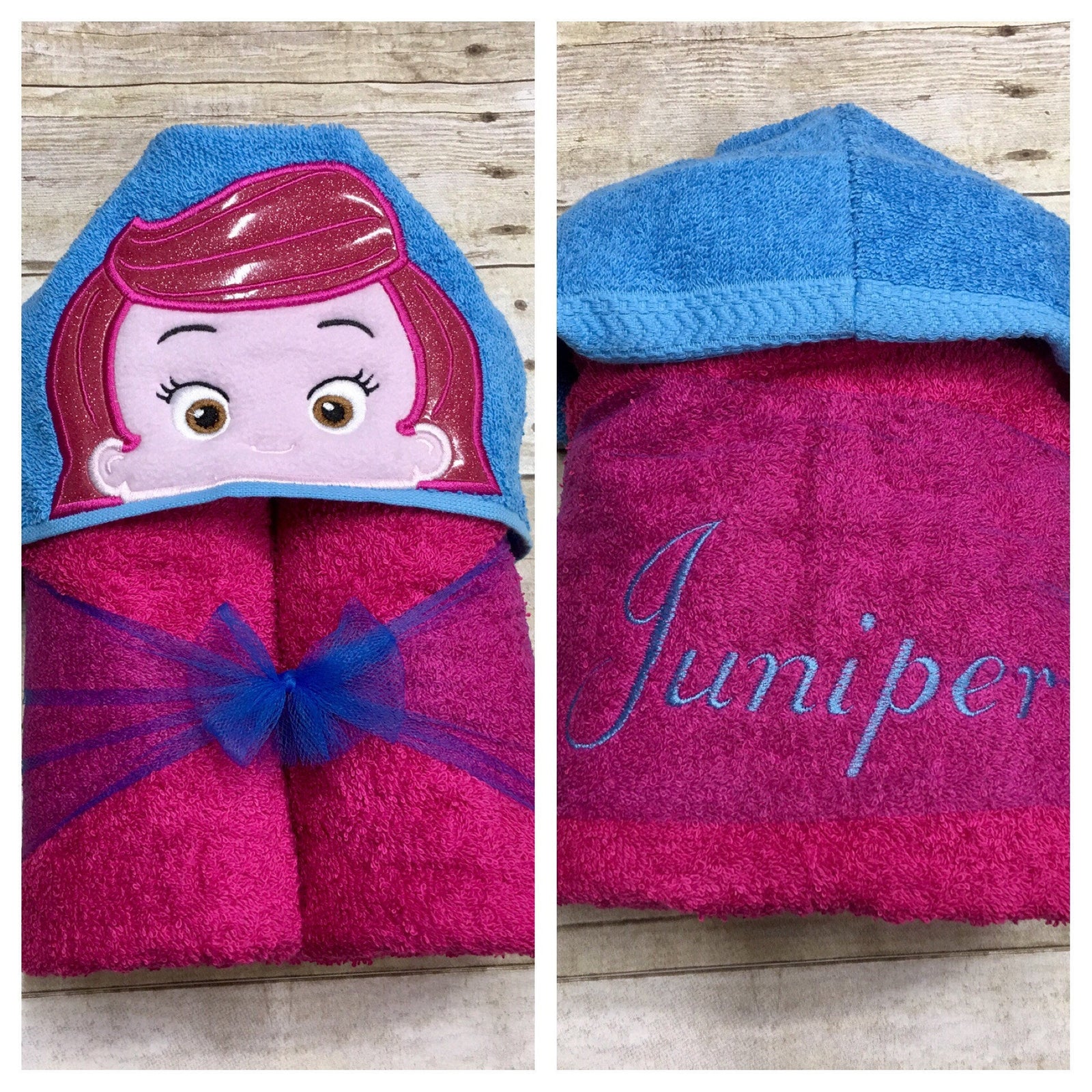 Pink Hair Fish Girl Hooded Towel