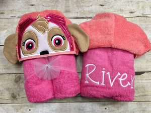 Personalized Sky Pup Hooded Towel