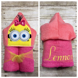 Yellow 2-eyed Minion Follower Inspired Hooded Towel