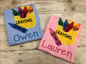 Personalized Back to School Crayon Shirt