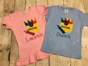 Personalized Back to School Crayon Shirt