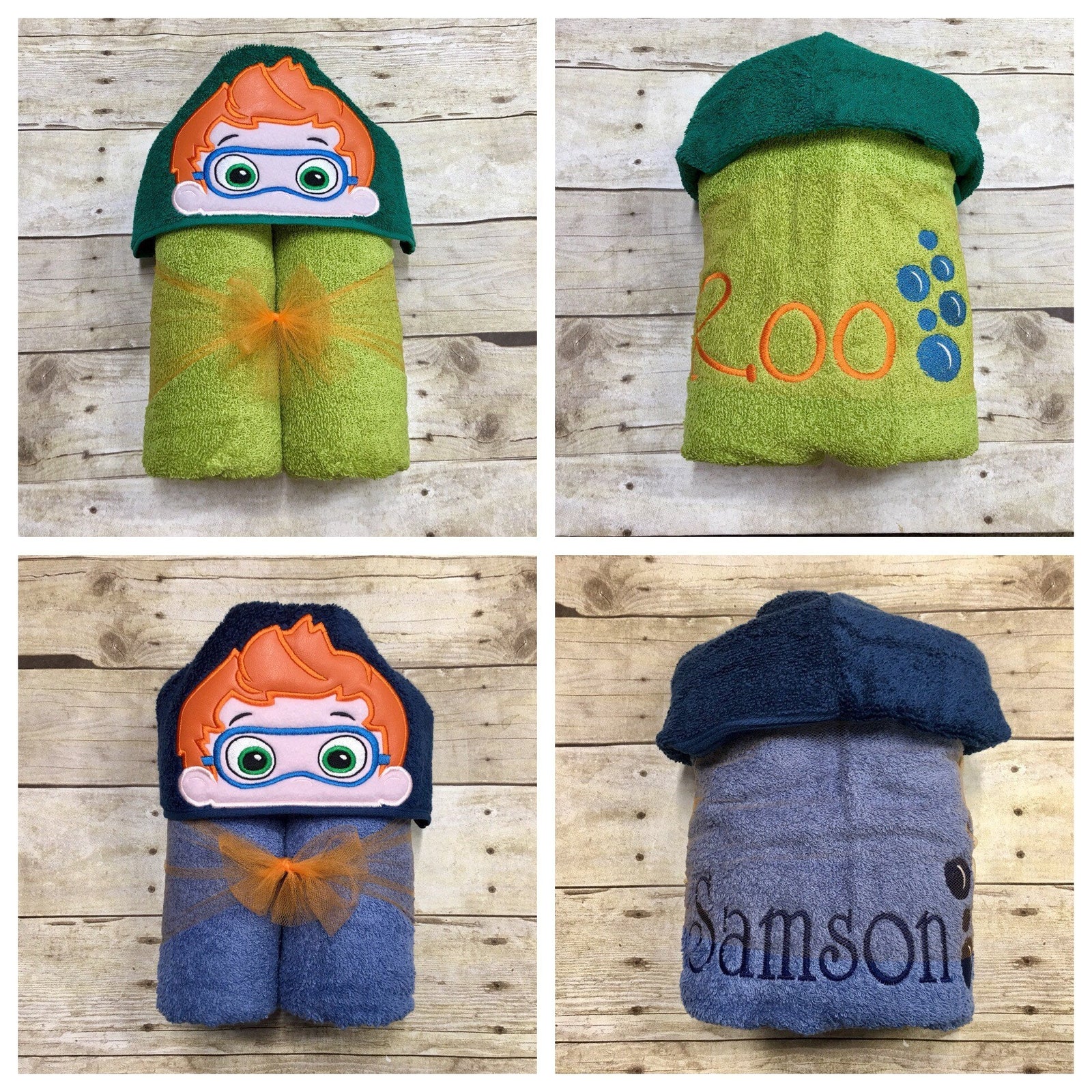 Orange Hair Fish Boy Hooded Towel