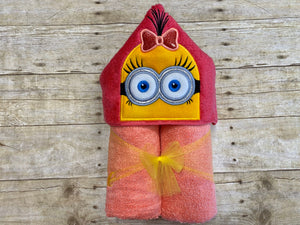 Yellow Follower Minion Girl Hooded Towel