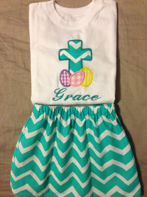 Girls Easter Cross with Eggs Outfit