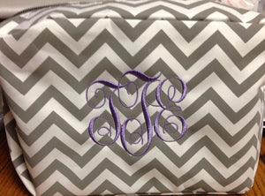 Personalized Chevron and Quatrefoil cosmetic bag