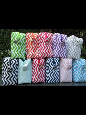 Personalized Chevron and Quatrefoil cosmetic bag