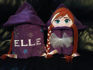 Personalized Non 3D Elsa & Anna Inspired Hooded Towel