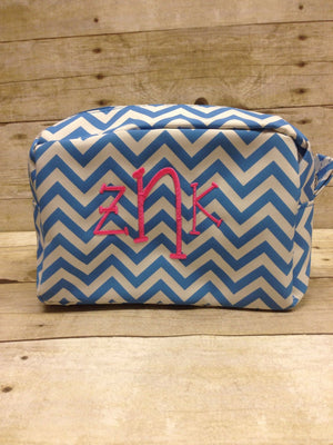 Personalized Chevron and Quatrefoil cosmetic bag