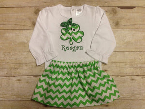 Personalized Girls Green St Patricks Day Outfit