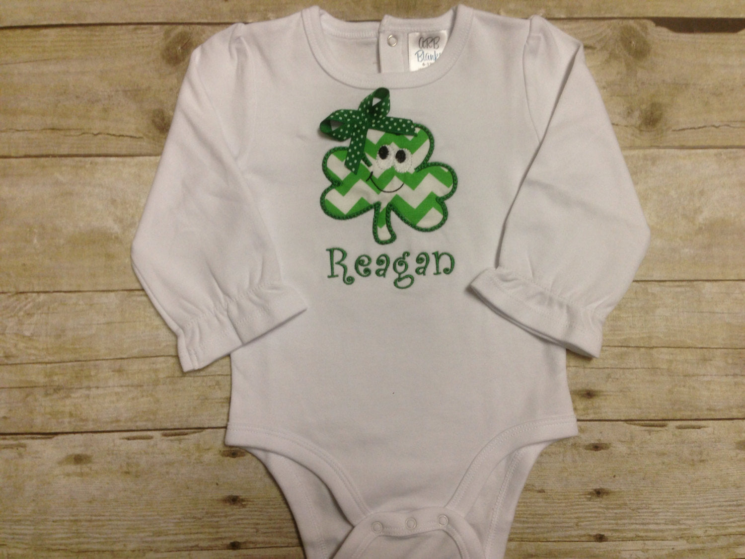 Personalized Boys or Girls St Patrick's Day Shamrock Bodysuit or Shirt