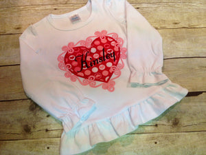 Personalized Girls Valentine Heart Shirt