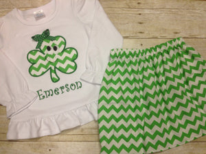 Personalized Girls Green St Patricks Day Outfit