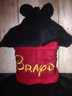 Personalized Mickey Mouse Inspired Hooded Towel