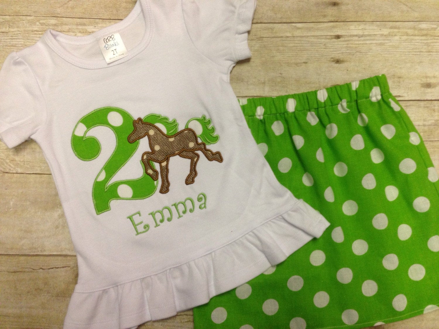 Personalized Girls Polka Dot Horse Shirt