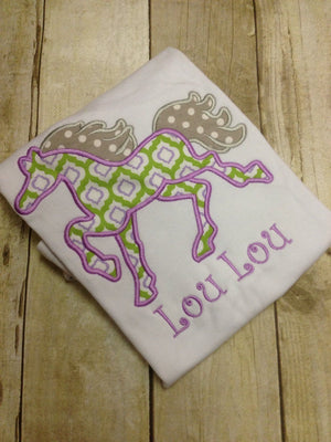 Girls Green & Purple Horse Shirt
