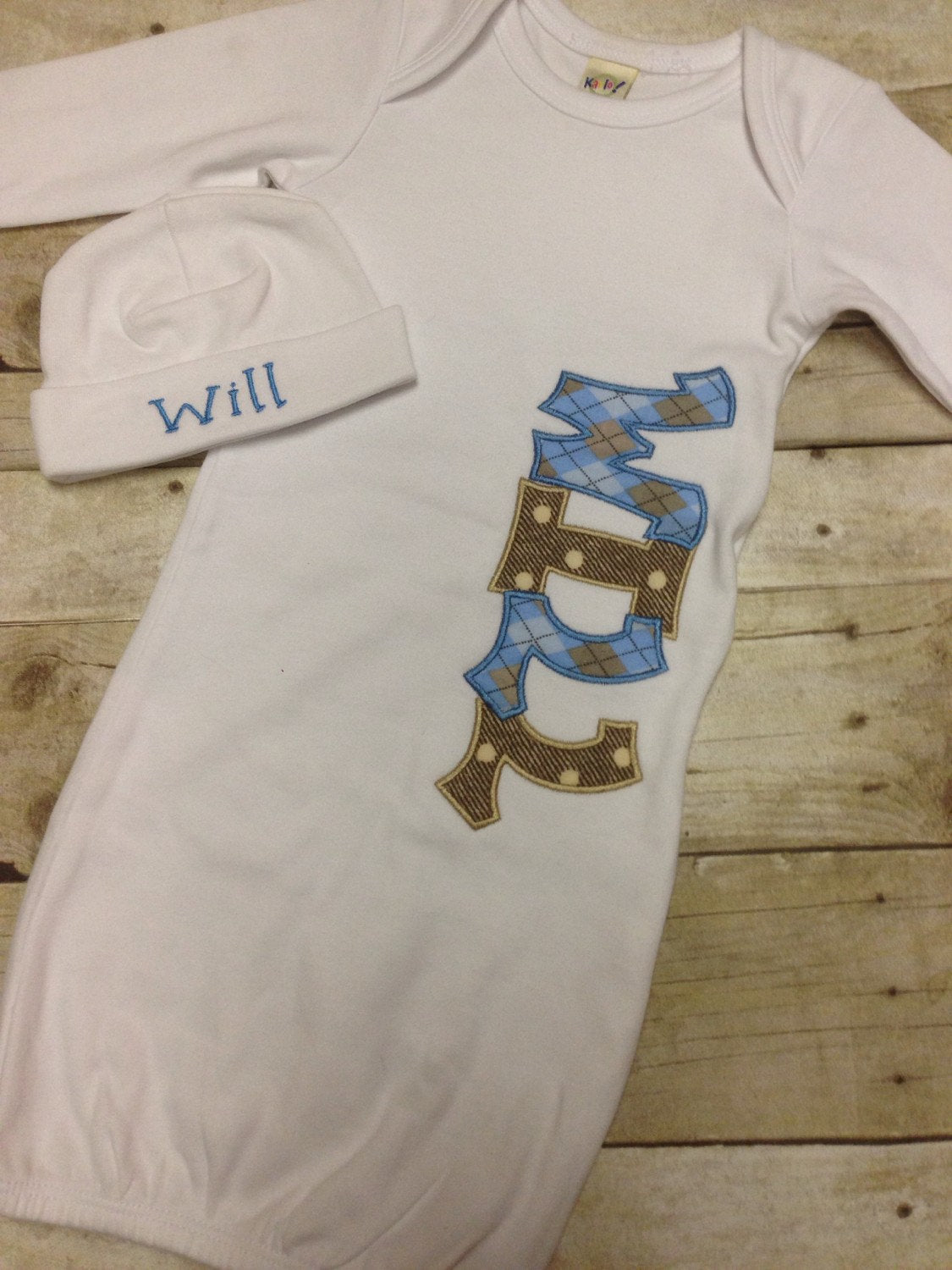 Personalized Baby Gown and Hat set Layette Baby boy | Baby boy monogram,  Cute baby boy outfits, Baby gown