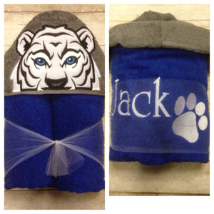 White Tiger Hooded Towel