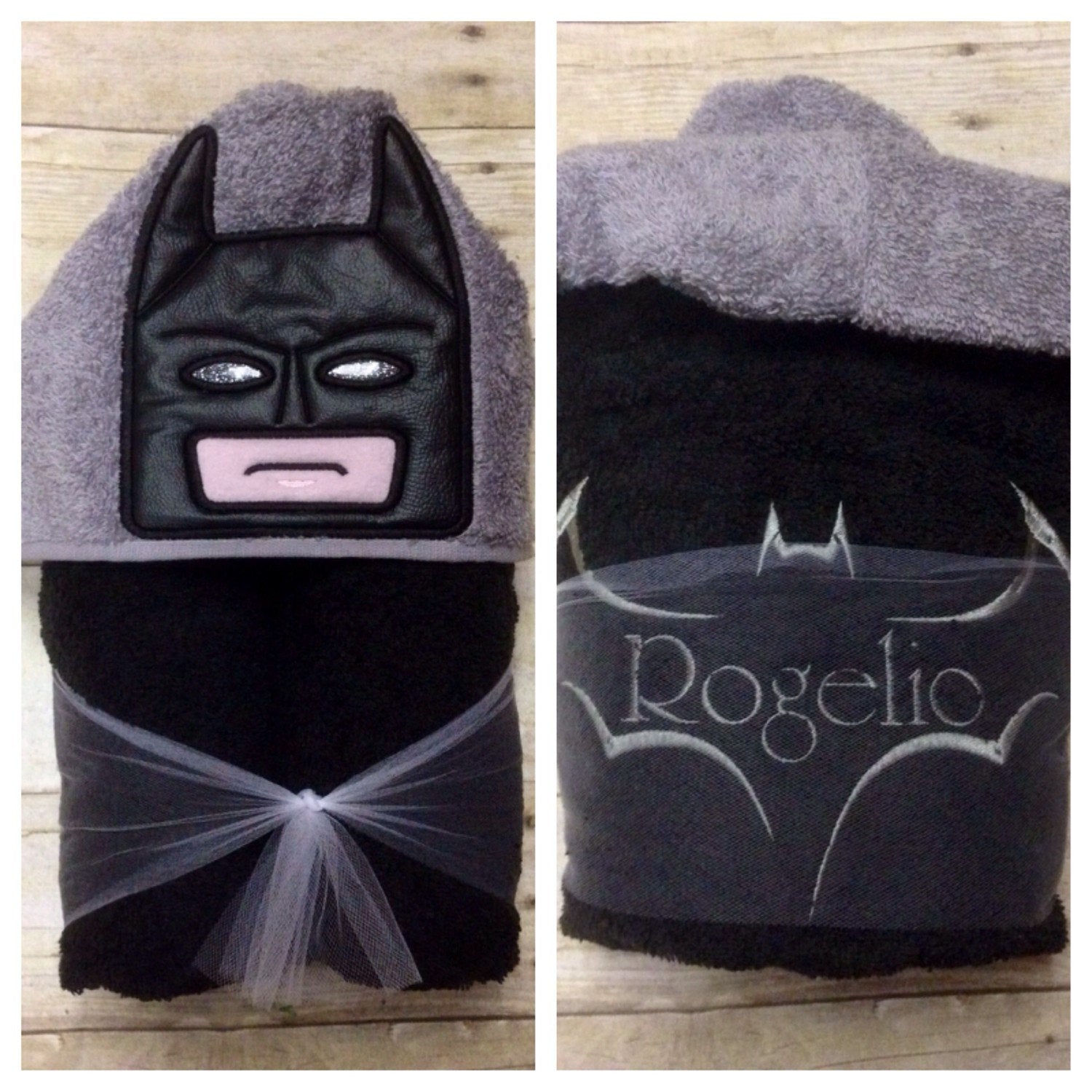 Block Bat Superhero Hooded Towel