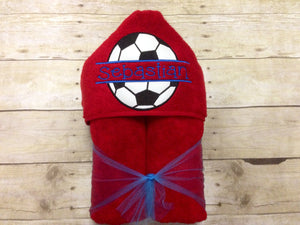 Personalized Boys Soccer Hooded Towel