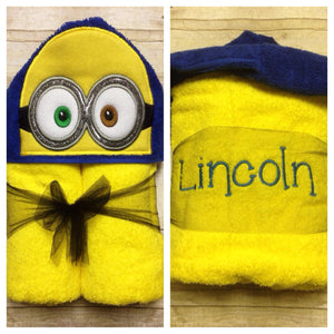 Yellow 2-eyed Minion Follower Inspired Hooded Towel