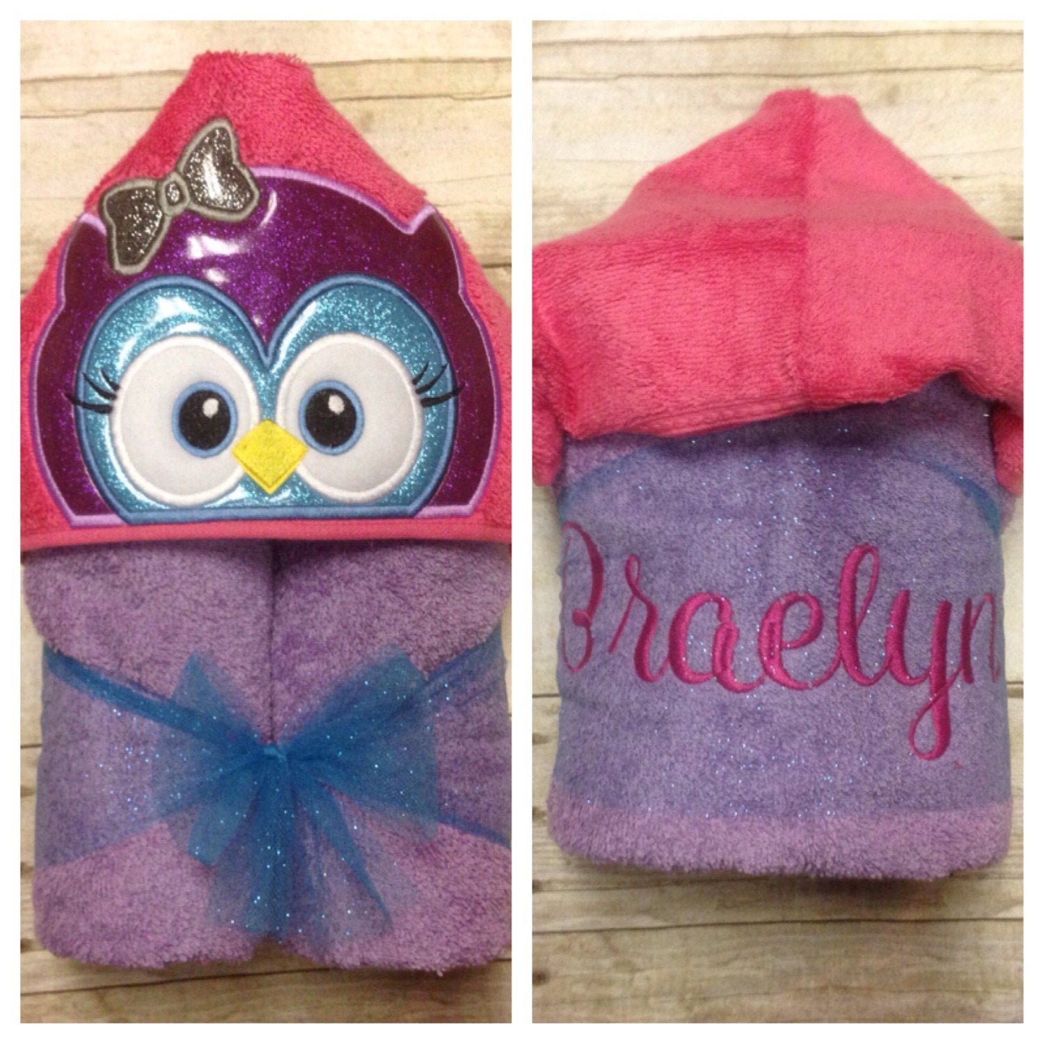 Girl Owl Hooded Towel