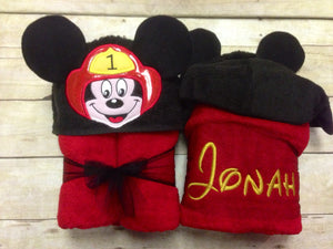 Mickey Mouse Fireman Hooded Towel