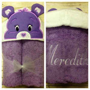 Purple Care Bears Hooded Towel