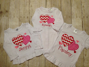 Girls Personalized Valentines Day Heart Shirt