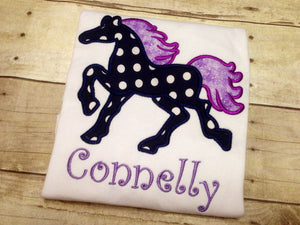 Personalized Horse Birthday Shirt Lavender & Navy